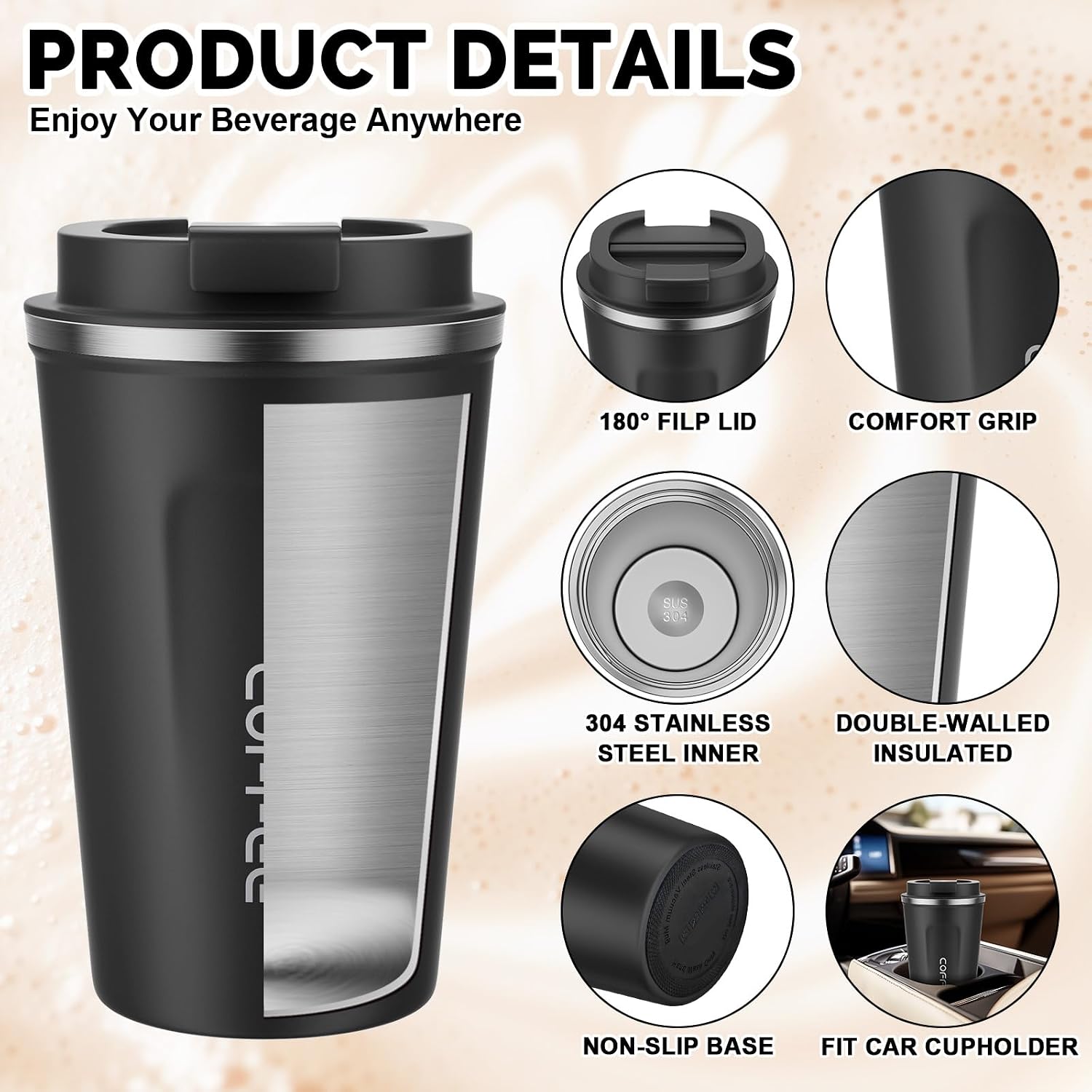Detalle 1 de CS COSDDI Stainless Steel Coffee Mug 12 oz