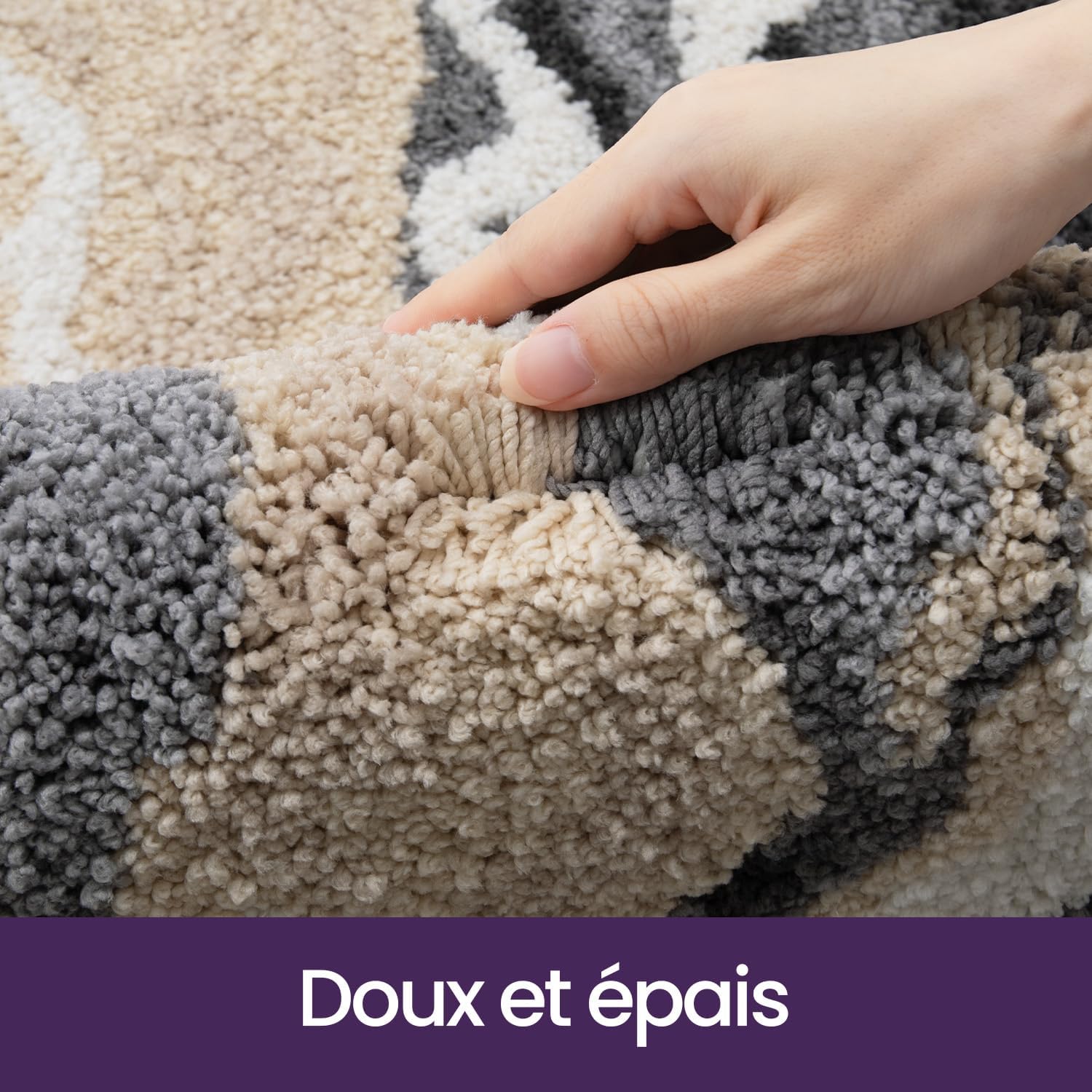 Thumbnail 2 de DEXI Tapis de salle de bain antidérapant 60 x 90 cm – microfibre super absorbante lavable en machine (gris et beige)
