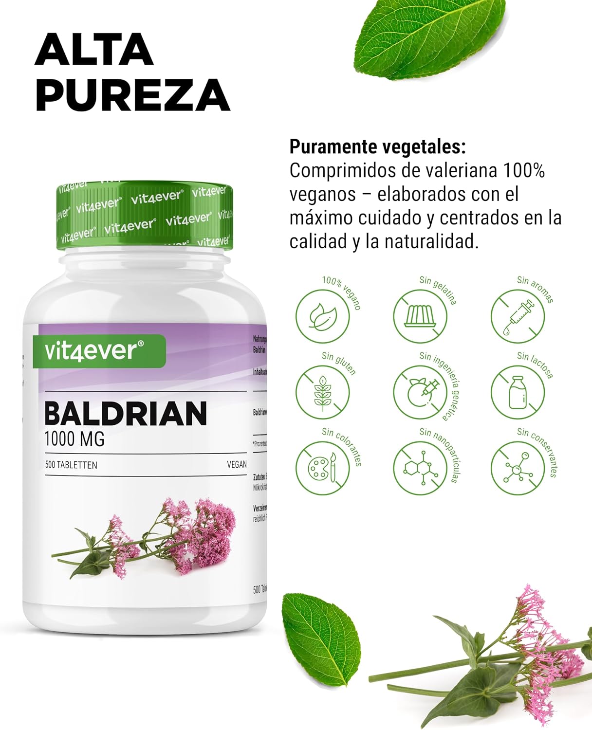 Detalle de Valeriana 500 comprimidos 1000 mg ración