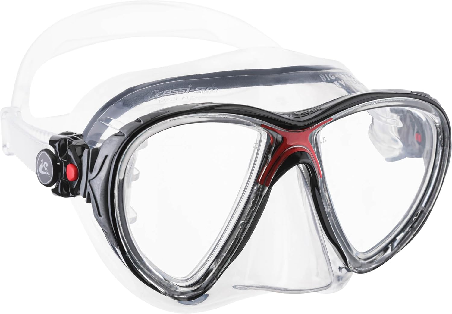 Detalle de Cressi Big Eyes Evolution Schnorchelmaske – Minimales Innenvolumen, flexible Passform und erweitertes Sichtfeld