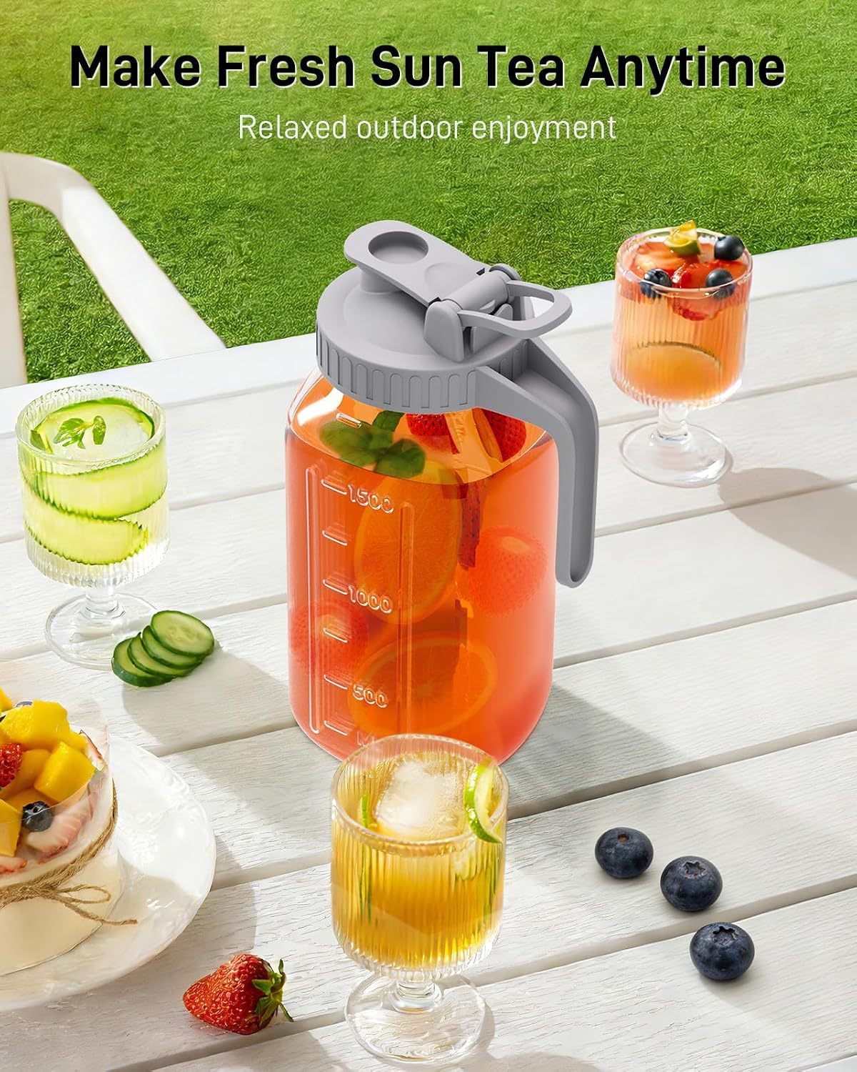 Thumbnail 6 de OneDream 64 oz Mason Jar Pitcher with Airtight Lid, Wide Mouth & Pour Spout