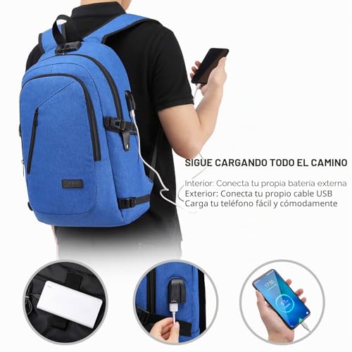 Detalle de Mochila antirrobo para laptop WENIG 15,6" con puerto USB y carga integrada