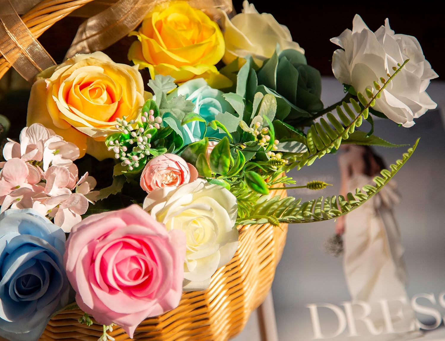 Thumbnail 1 de DuHouse 10-Piece Artificial Roses with Single Long Stems (Sky Blue) for Wedding Bouquets & Table Centres