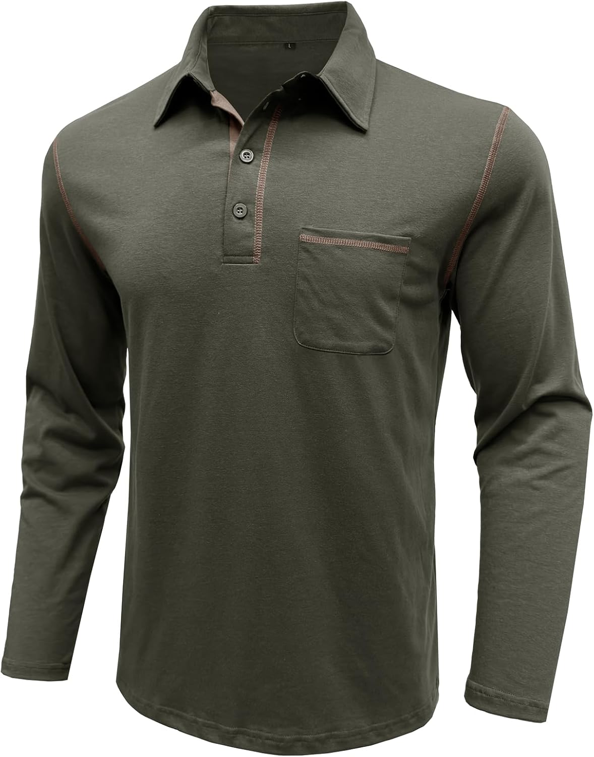 Thumbnail 1 de Herren Langarm-Poloshirt mit Brusttasche aus Baumwolle/Polyester/Elasthan