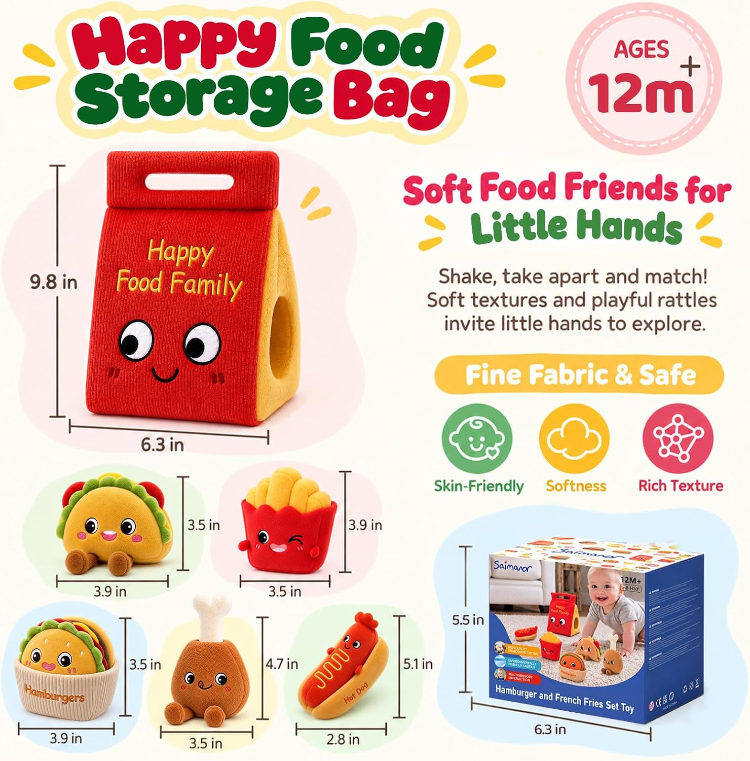 Detalle 2 de SAIMAND Baby Sensory Toy Set Plush