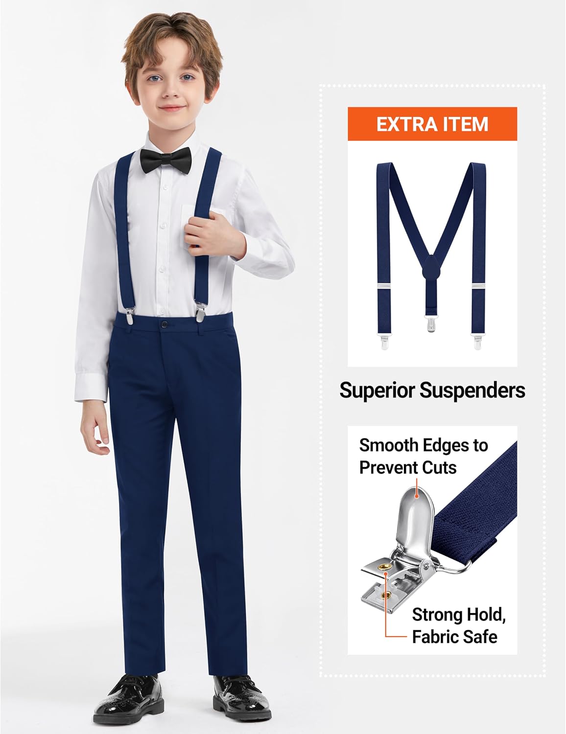 Detalle de AmazingSea Boys Formal Suit Set: 7-Piece Essentials with Adjustable Waist & Suspenders
