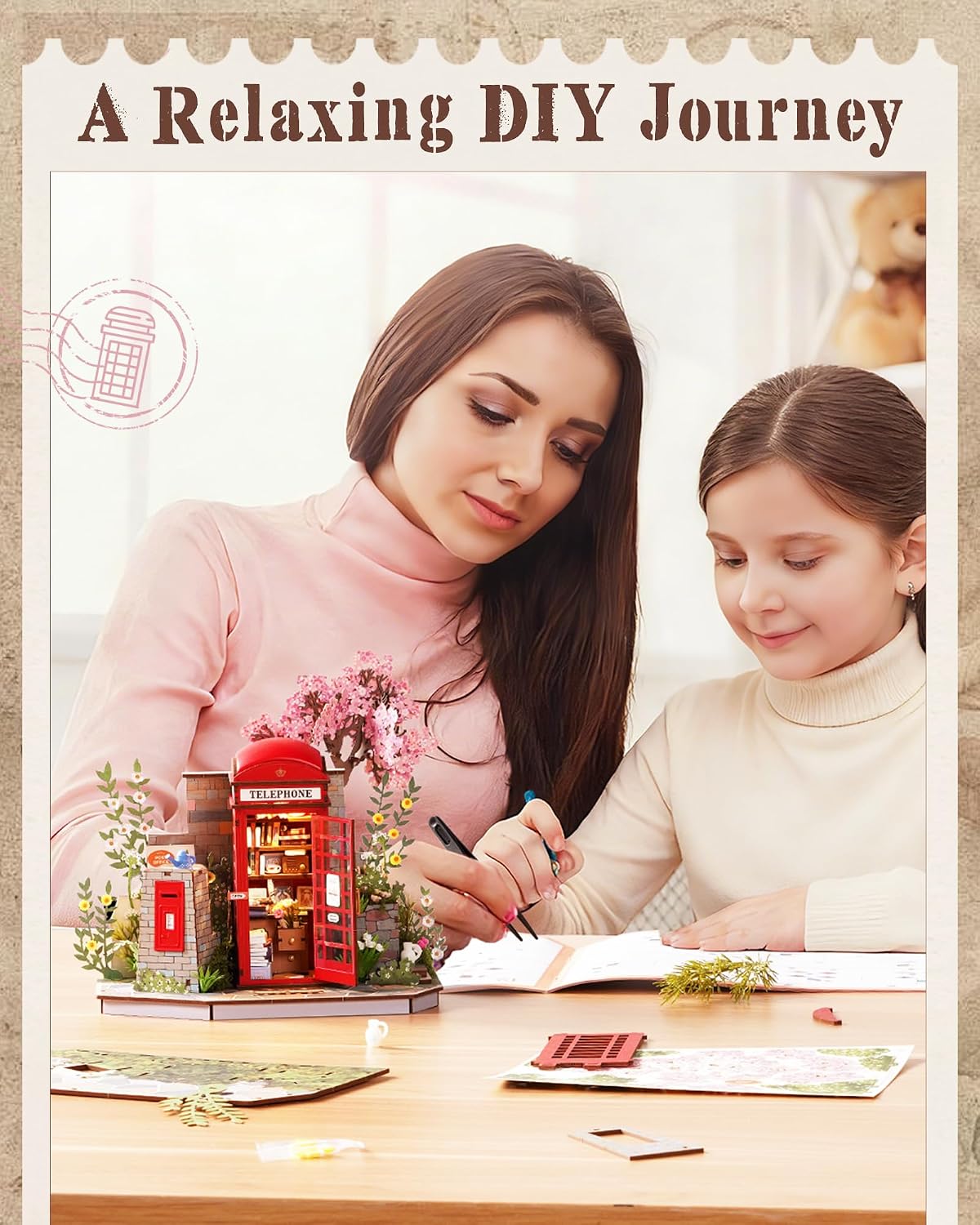 Thumbnail 2 de ROBOTIME Puzzle 3D en bois adulte Sakura « Blossom Book Booth »
