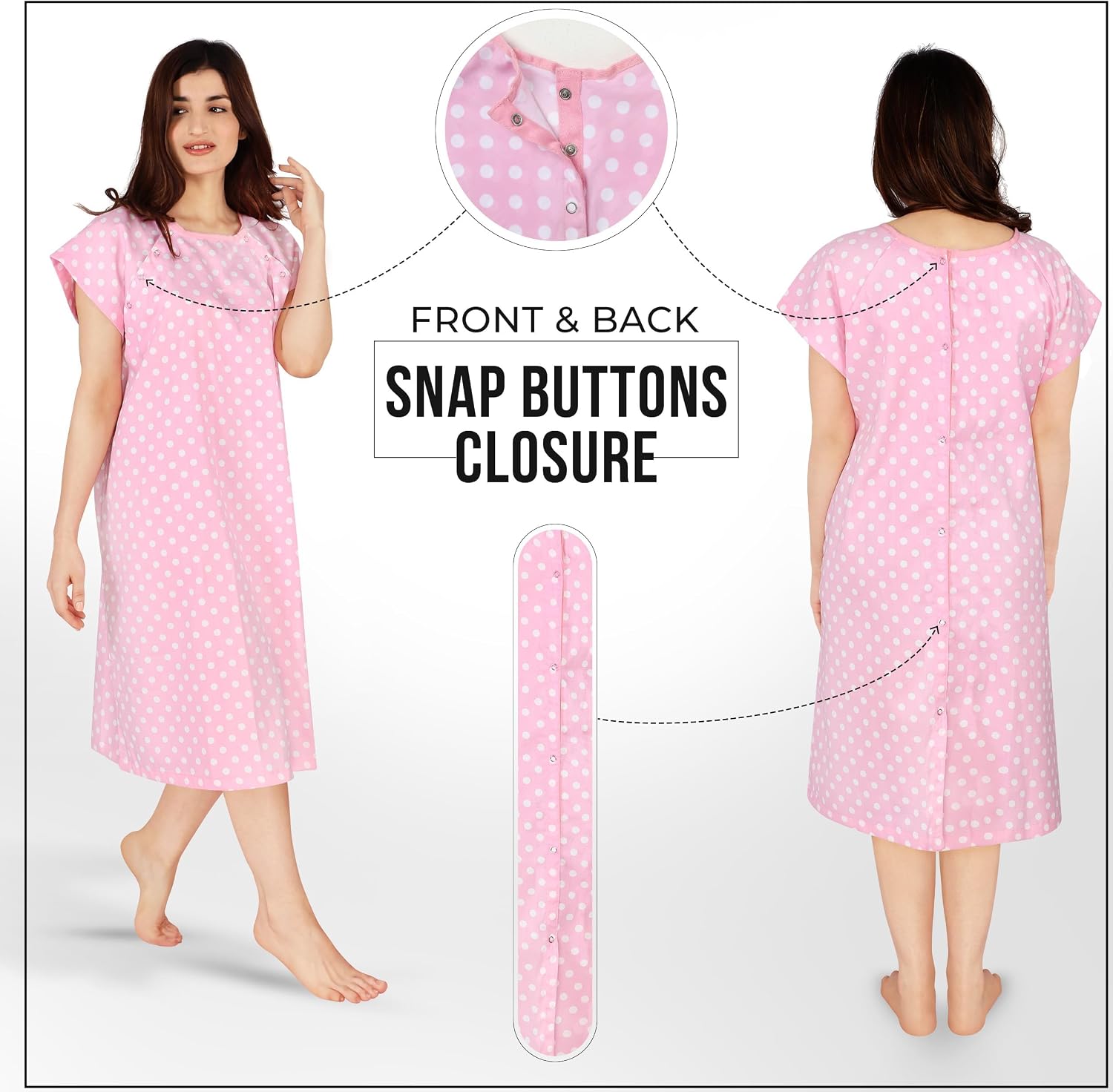 Detalle de Utopia Care Women's Hospital Gown, Small-Medium, Snap-Front Access