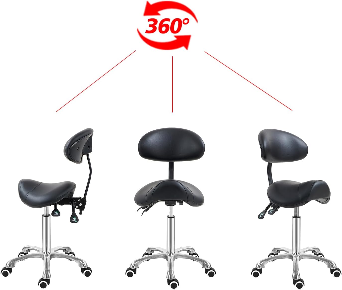 Thumbnail 4 de Antlu Saddle Stool Chair with Back Support 21-28 in