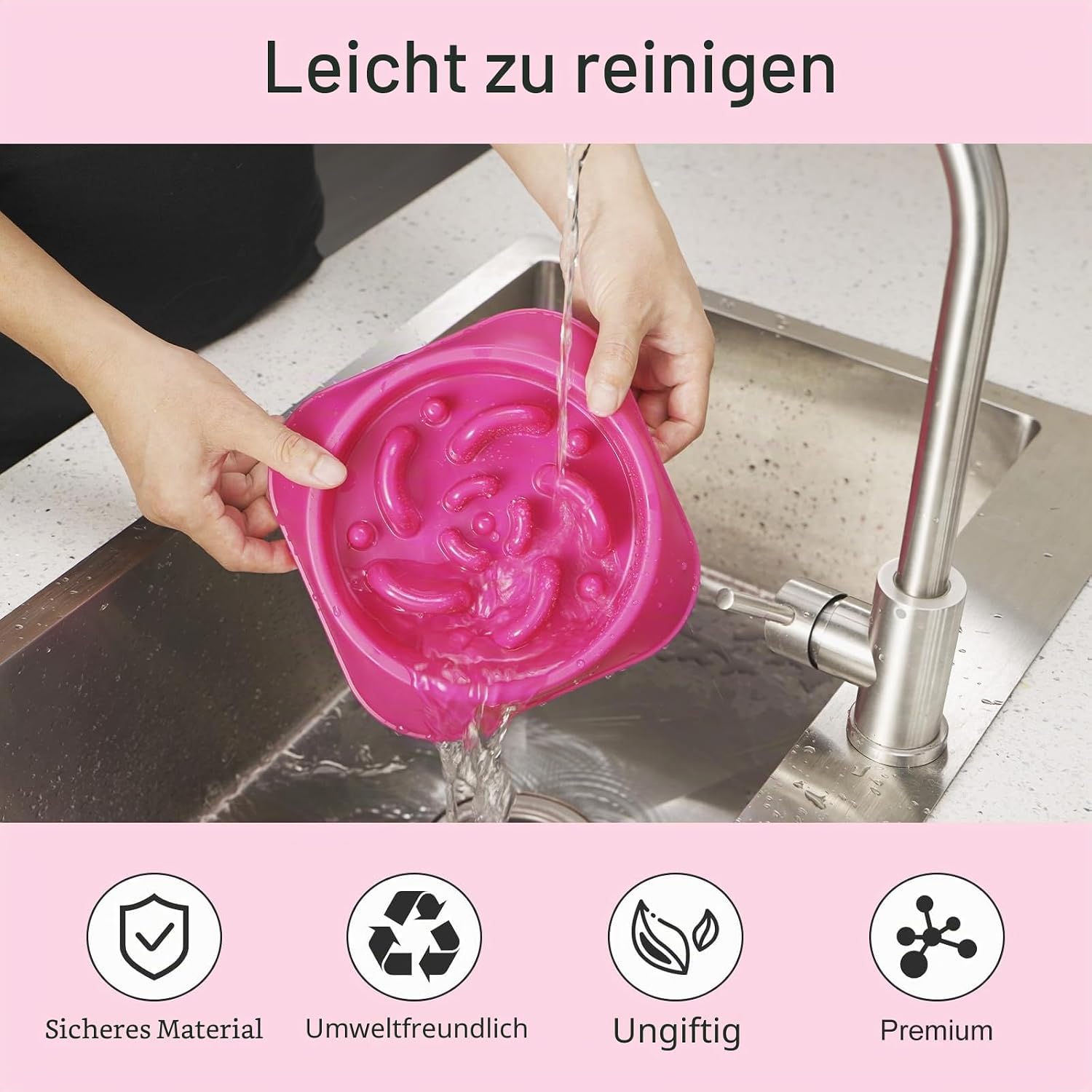 Thumbnail 6 de Mateeylife Hundenapf – Anti-Schling Slow Feeder für mittelgroße bis große Hunde (Rosenrosa, 1 Stück)