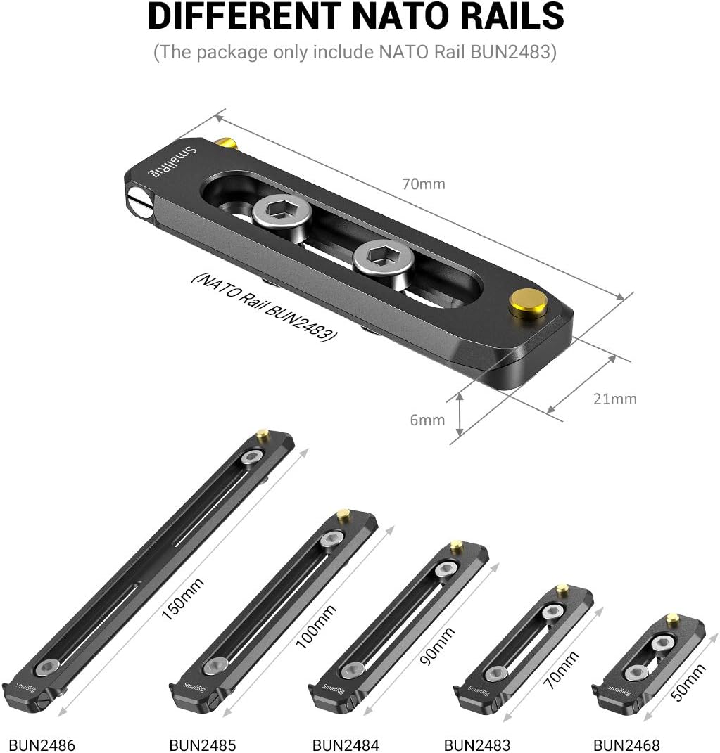 Detalle de SmallRig Rail NATO 70 mm (2483B) pour DSLR et caméscope