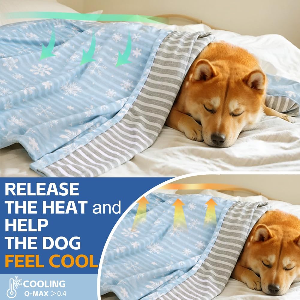 Thumbnail 3 de Deamoser reversible cooling pet blanket (ice-silk & natural cotton) 71x53cm for dogs and cats