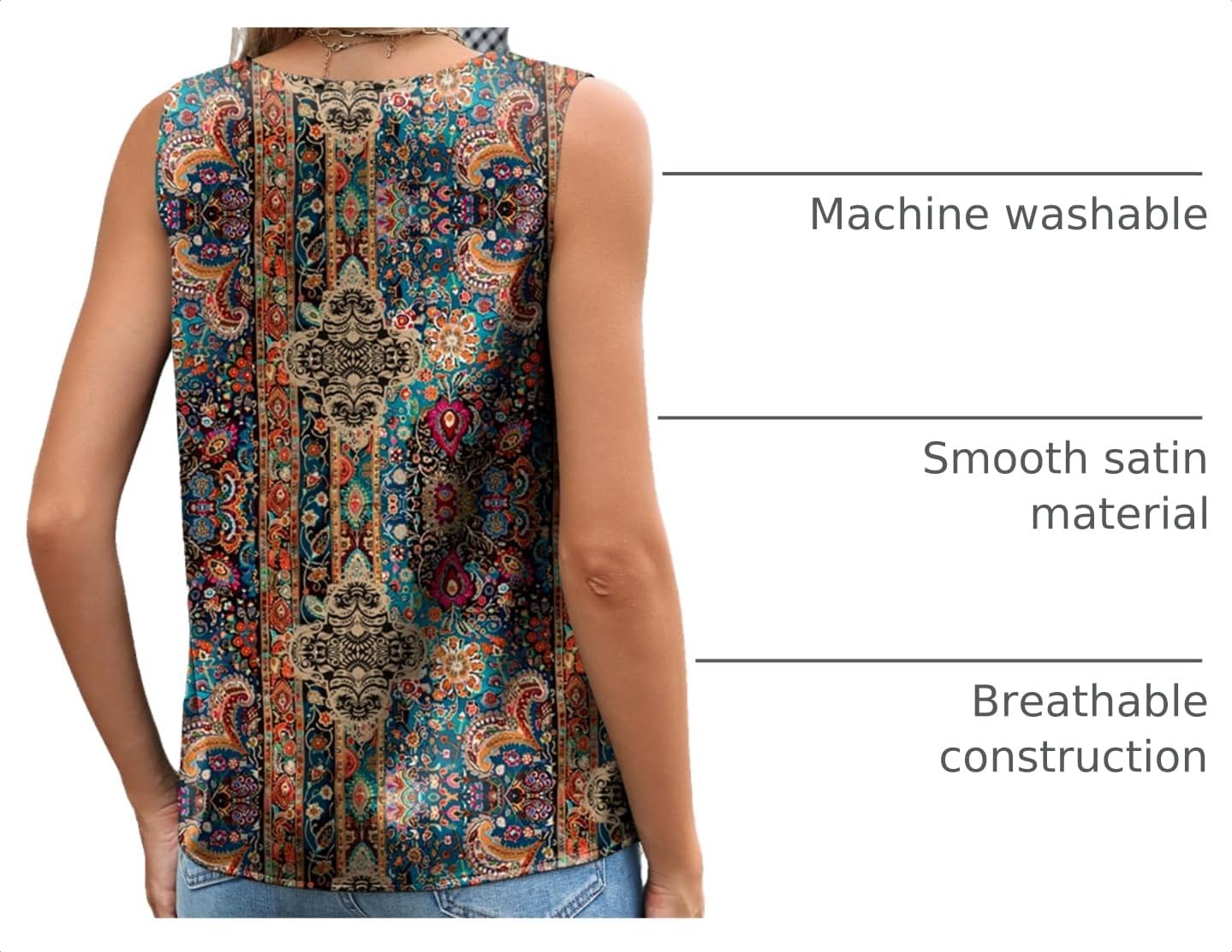 Thumbnail 3 de Zeagoo Women's Silk Satin Camisole Tank Top with V-Neck Pleated Details