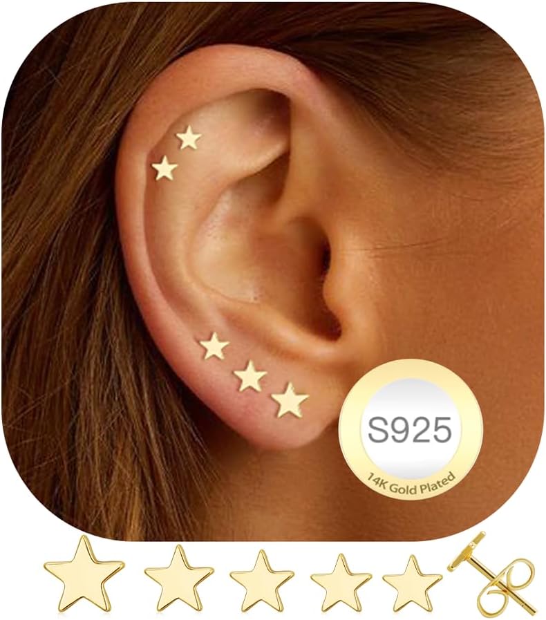 Thumbnail 5 de AVOTTO 5 Pairs Stud Earrings for Women – Hypoallergenic S925 Silver Set