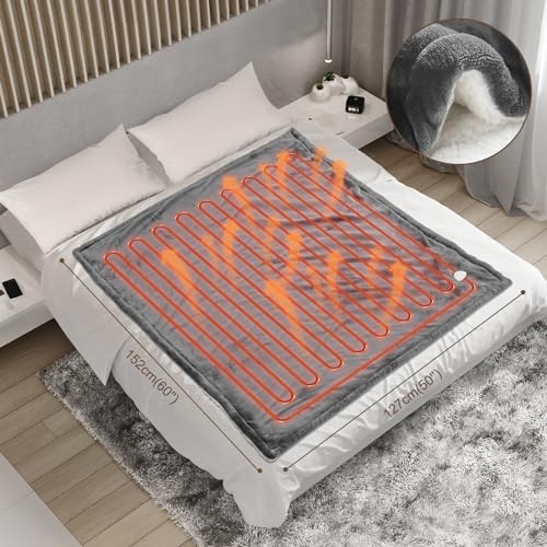 Thumbnail 6 de OneAmg Couverture chauffante 155 × 180 cm en flanelle grise, 6 niveaux