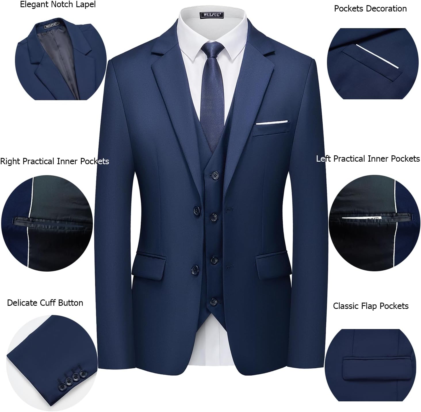 Detalle 2 de WULFUL 3 Piece Slim Fit Suit Set