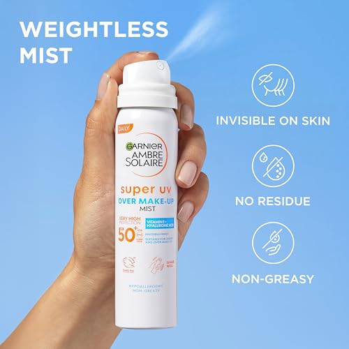 Detalle de Garnier Ambre Solaire Suncream Over Makeup Super UV Protect Spray Mist SPF 50+ (75ml)