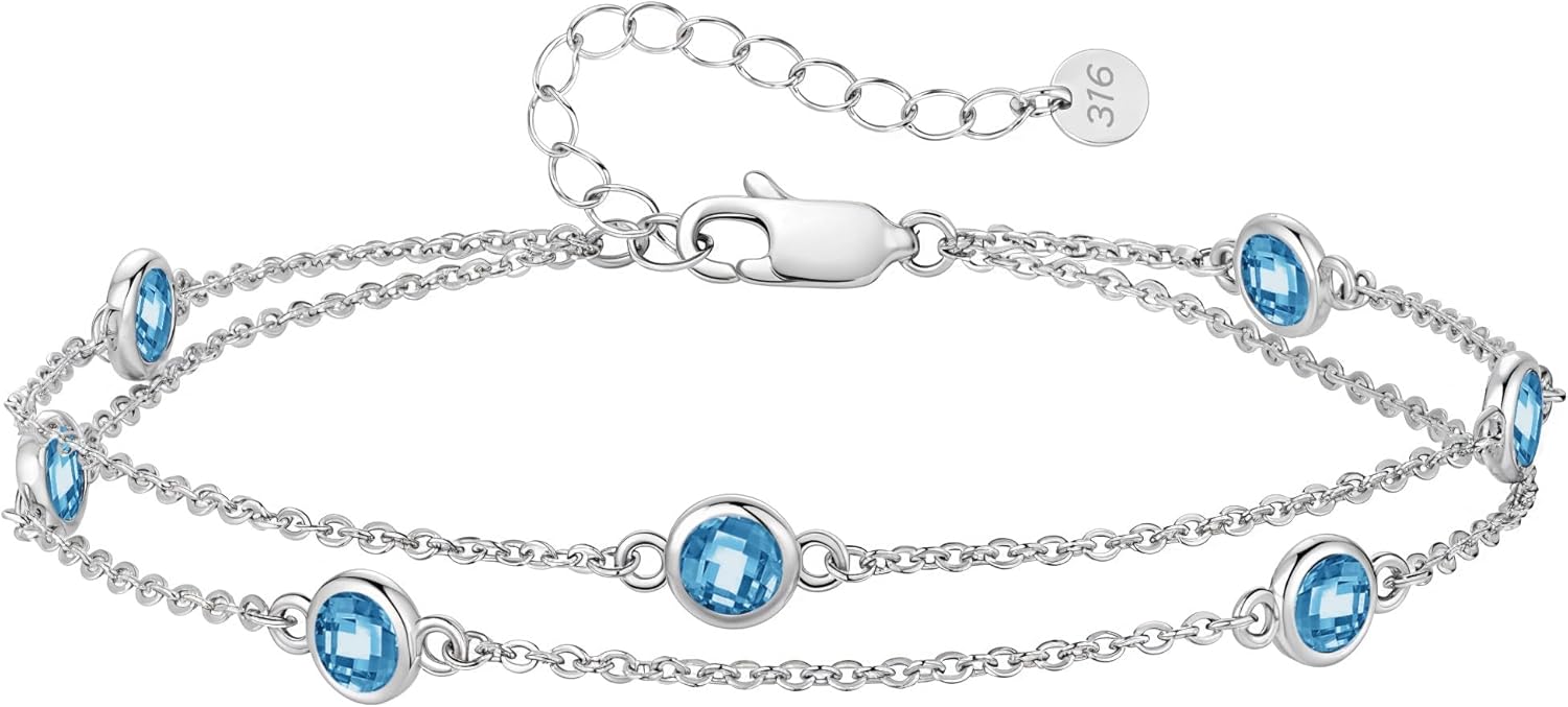 Detalle de LOUISA SECRET Pferdeaugen Armband Damen aus 925 Sterling Silber mit Zirkonia, verstellbar (17 cm + 4 cm)