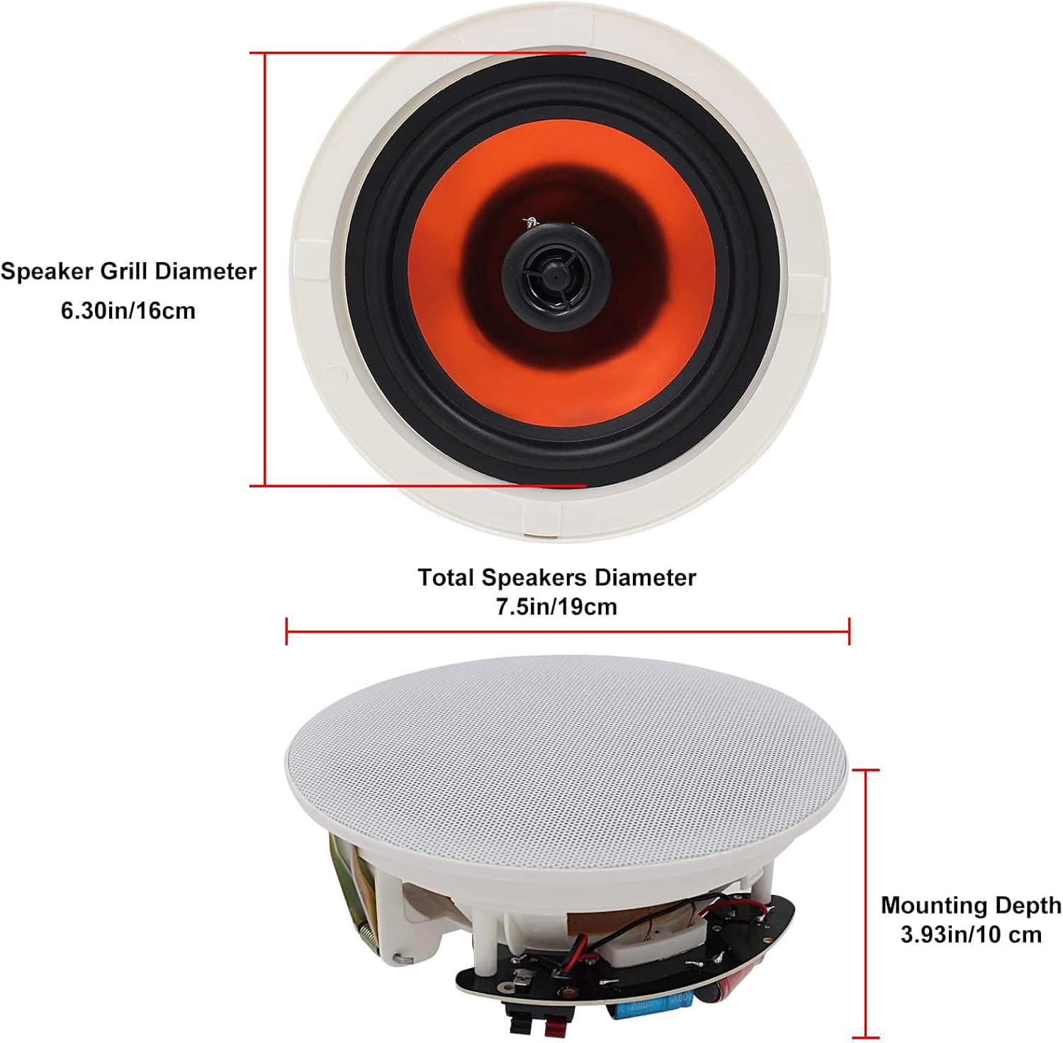 Thumbnail 3 de Herdio 6.5" 4 PCS 600 Watts Bluetooth Ceiling Speakers (recessed) with TWS pairing