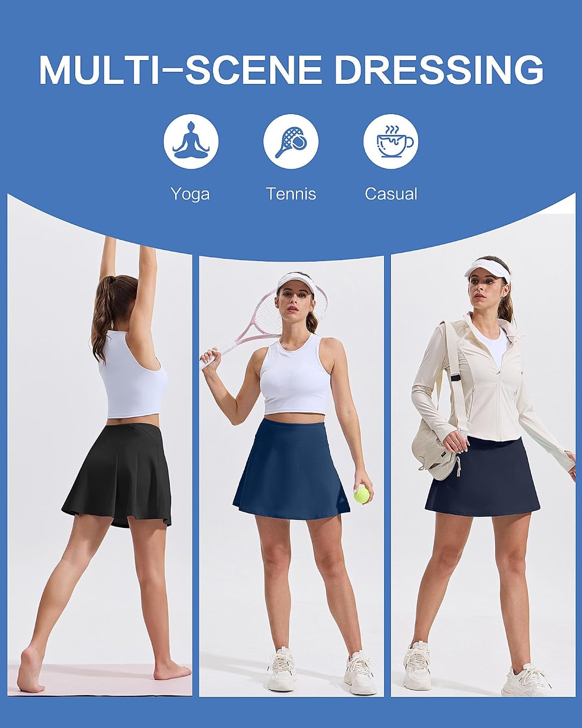 Thumbnail 5 de LUWELL PRO Women's Tennis Skorts with Liner Pocket – Mid High Waisted, Quick-Dry Athletic Skirt with Shorts