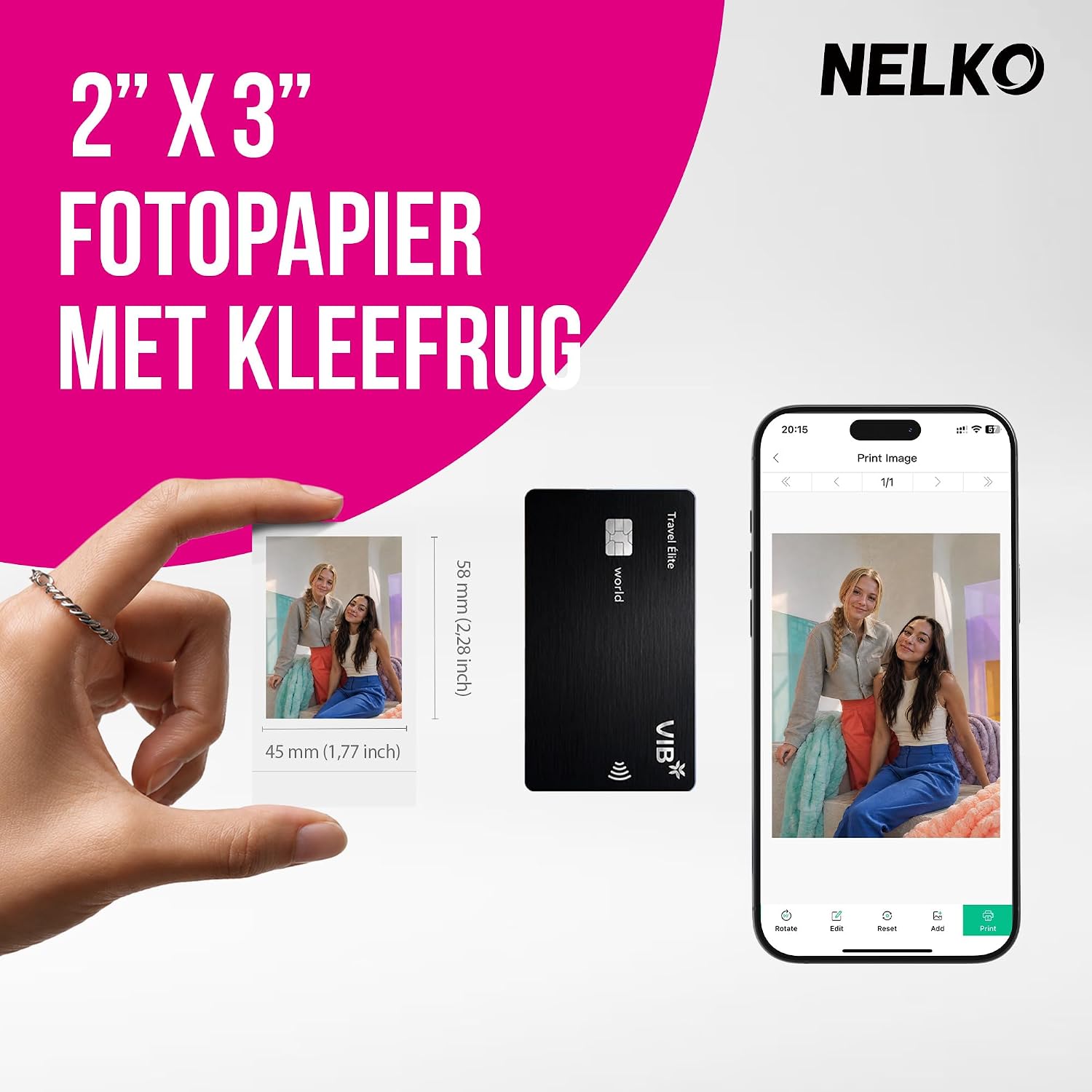 Detalle de Nelko 52.3x90 zelfklevend fotopapier voor PP01, 100 vellen