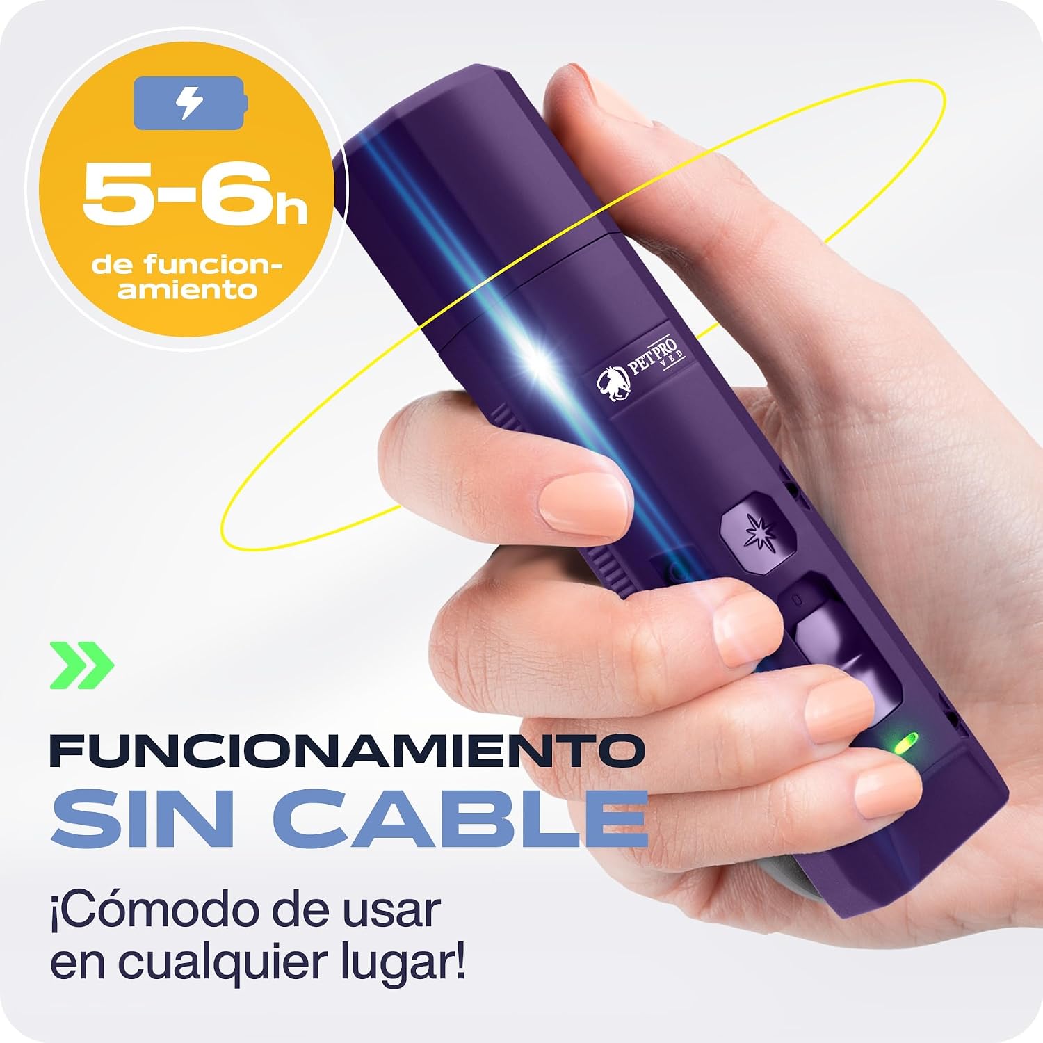 Detalle de PETPROVED Lima Uñas Eléctrico para Mascotas: Cortauñas con 2 velocidades, 3 puertos y cabeza de diamante