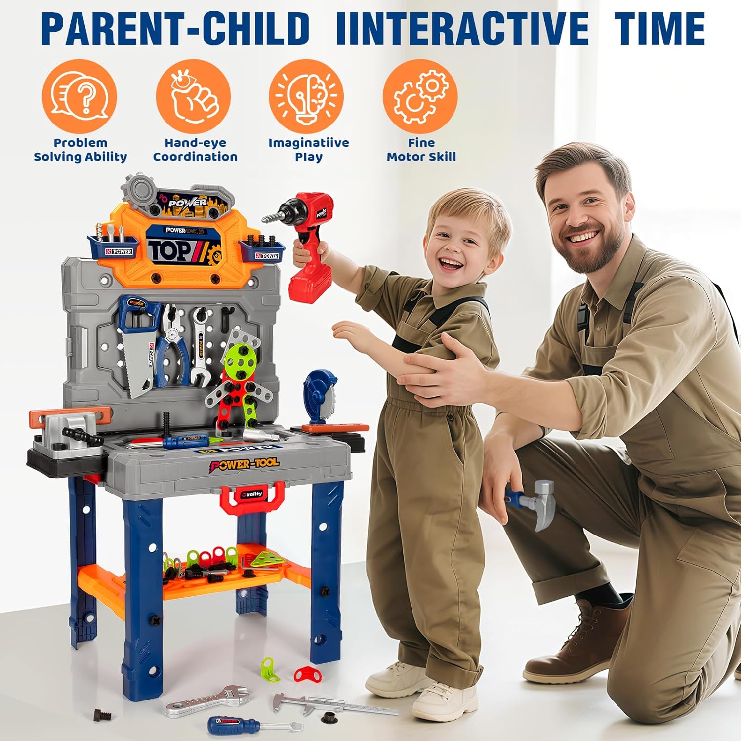 Thumbnail 5 de TooyBing Kids Tool Bench Set with Electric Drill & Realistic Tools (132-Piece) for Ages 3–5