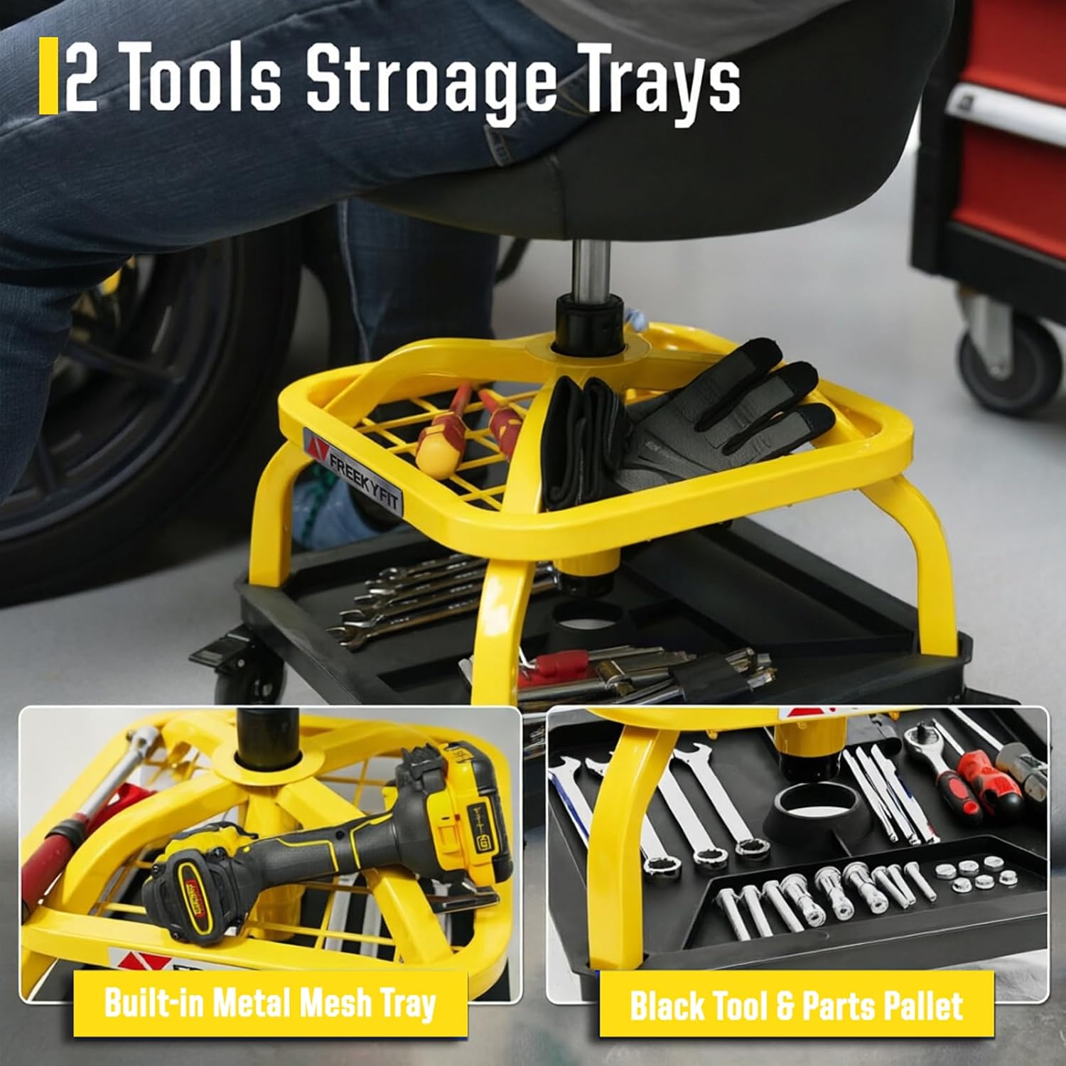 Thumbnail 5 de FreekyFit Rolling Shop Stool 330 lbs