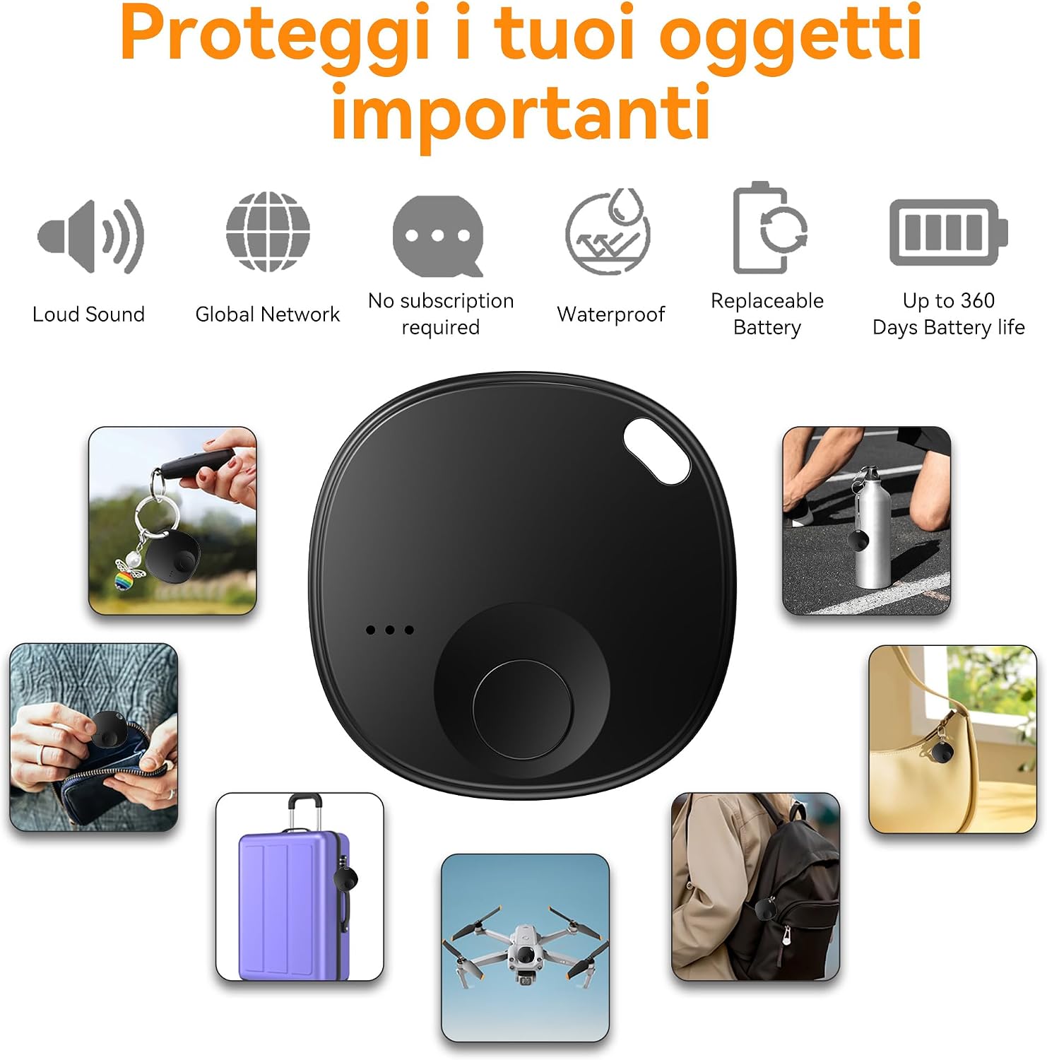 Detalle de Air Tracker Android: 4 Smart Tag Bluetooth compatibili con Google Find Hub per chiavi, bagagli e portafogli