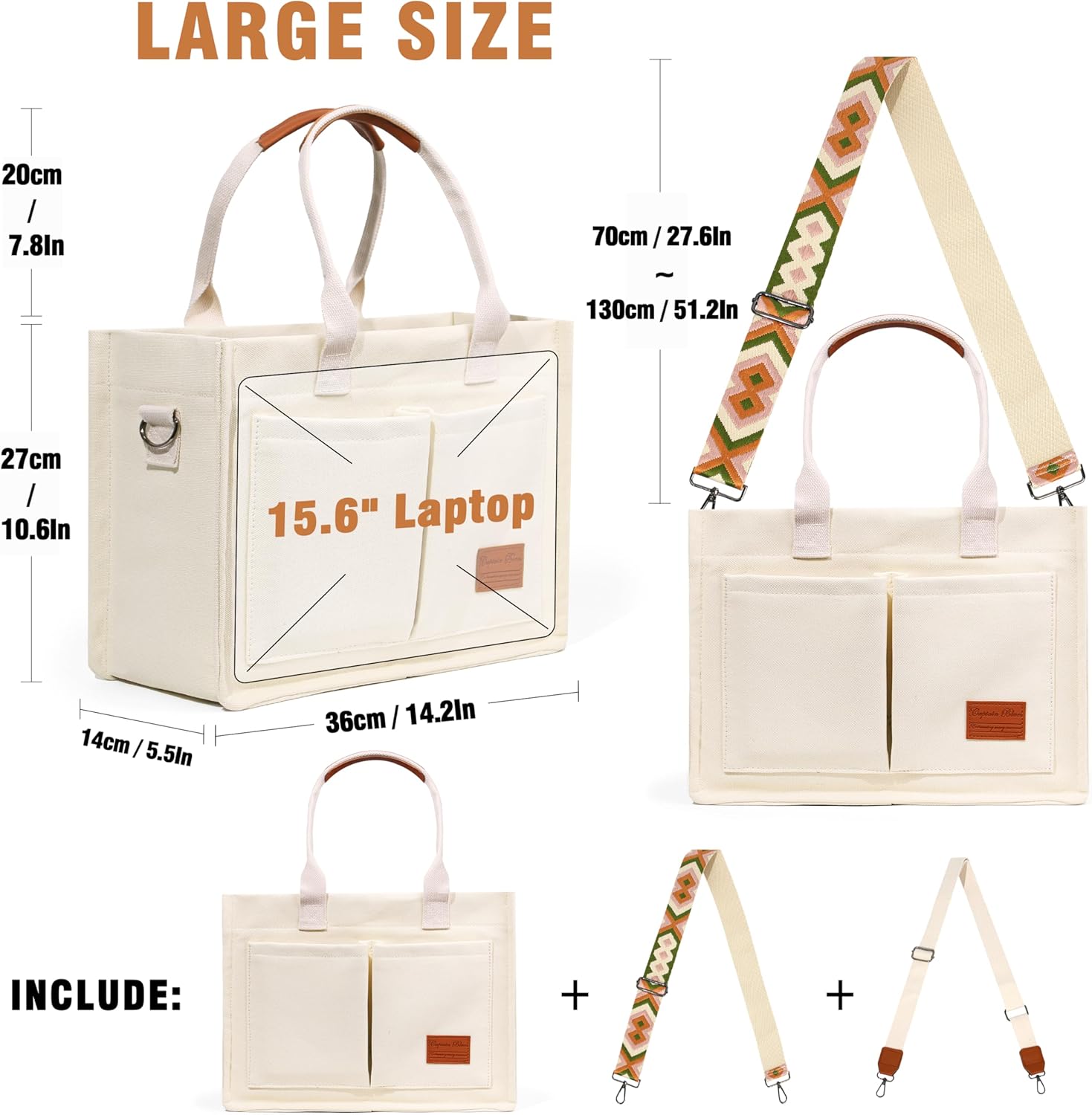 Thumbnail 2 de Captain Blues Canvas Tote Bag 36 x 14 x 27cm