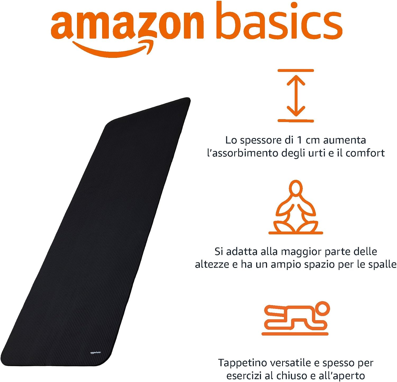 Detalle de Amazon Basics tappetino da yoga extra spesso 183 x 61 cm, antiscivolo, nero