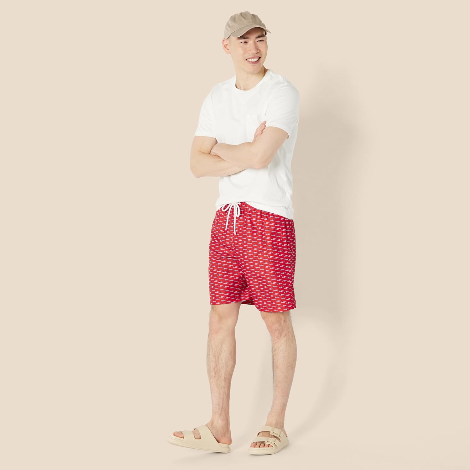 Detalle de Amazon Essentials Herren 23cm Badehose mit Netzfutter, Taschen und Kordelzugverschluss