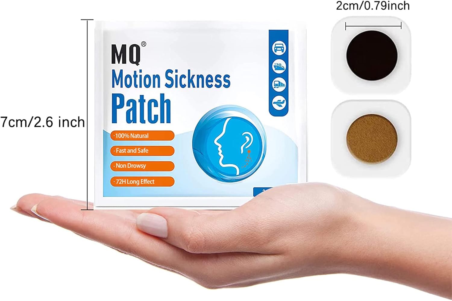 Detalle de MQ Motion Sickness Patch (60 Count, Pack of 2) for travel nausea support
