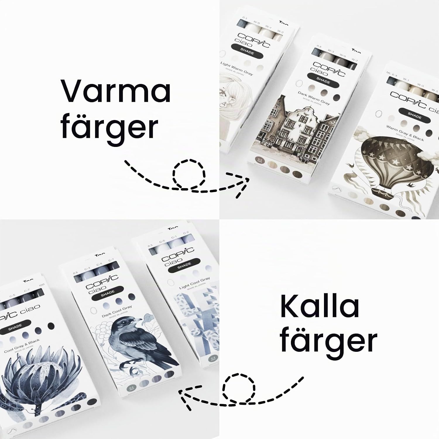 Thumbnail 6 de Copic Ciao Shade Set Dark Cool Gray – markerset med penselspets och Multiliner