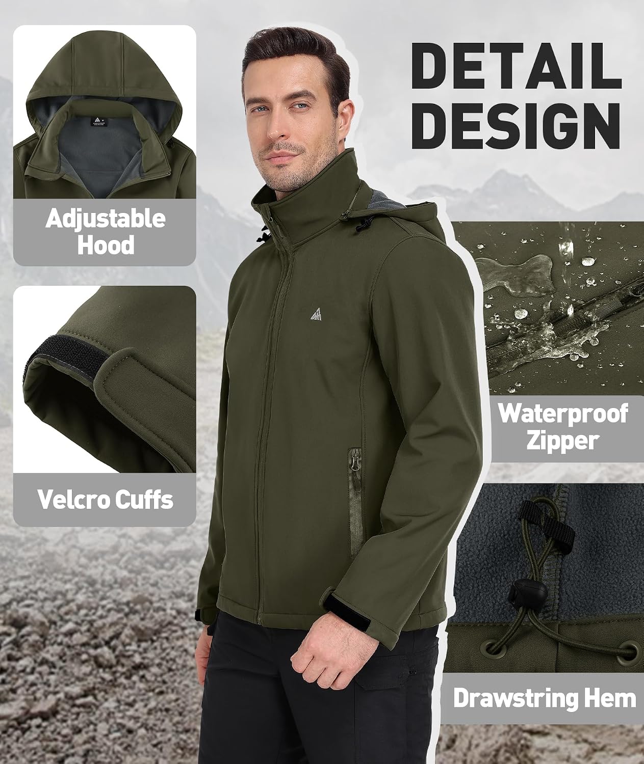 Detalle 2 de SwissWell Softshelljacke Herren Wasserdichte Winddichte