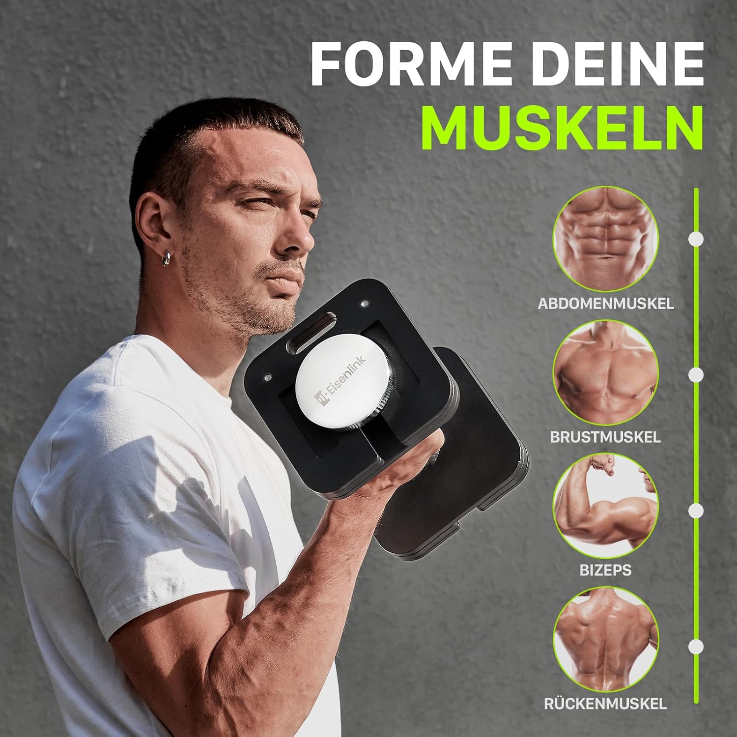 Detalle de Eisenlink verstellbare quadratische Kurzhantel – 1 Stück, 20–36 kg, kompakt & rutschfest