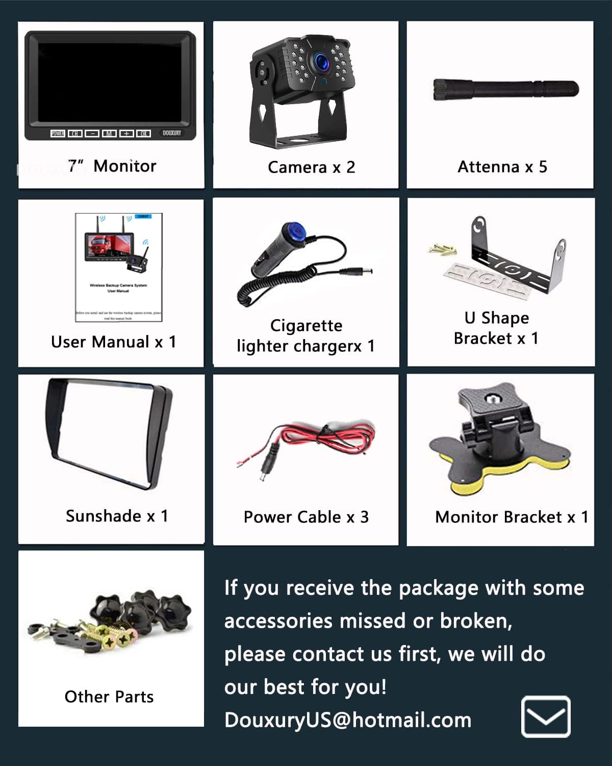 Thumbnail 6 de FHD 1080P 4CH Wireless RV Backup Camera System with 7'' Monitor (IP69K, Super Night Vision, Dual Antenna)