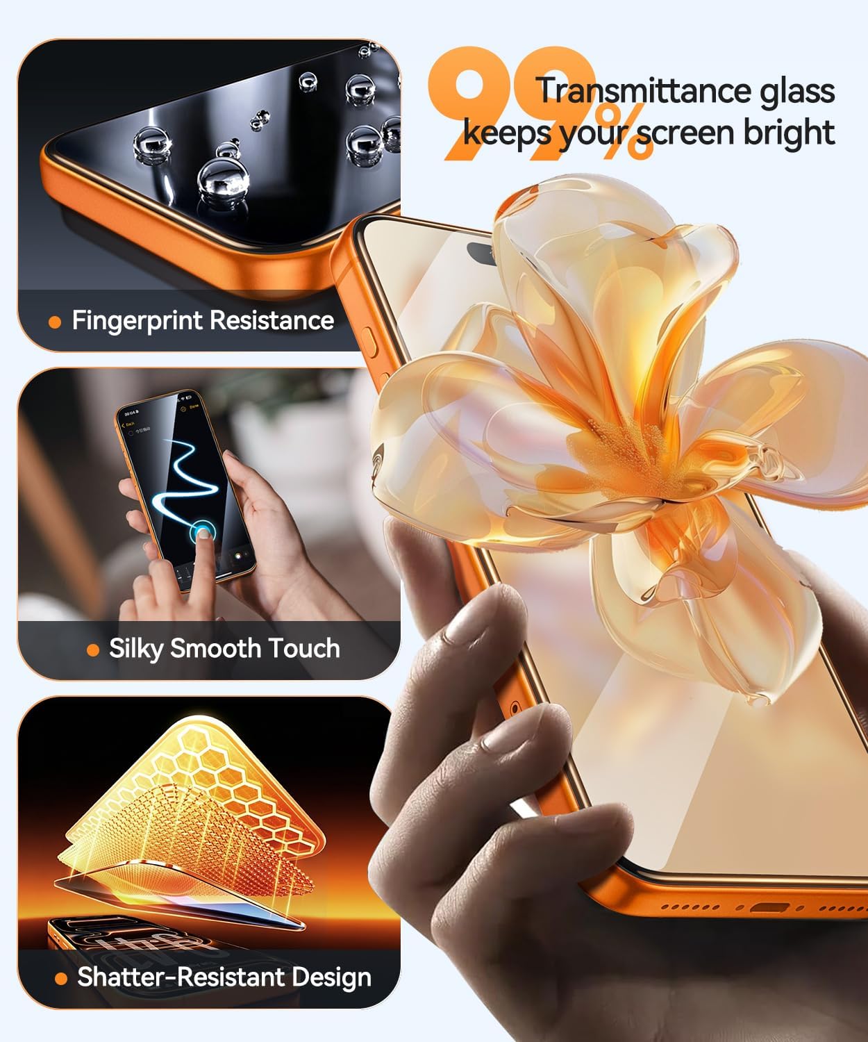 Detalle 2 de CANSHN iPhone 18 Pro Screen Protector, Clear 9H Glass, 2-Pack