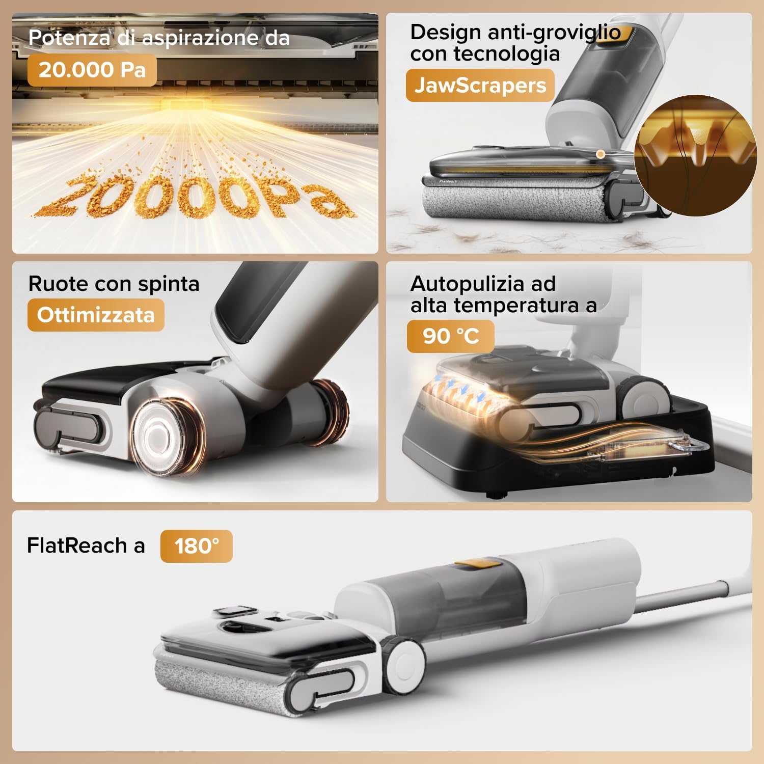 Detalle 2 de roborock F25 GT: Aspirapolvere e Lavapavimenti senza fili 2-in-1 con pulizia ad alta temperatura e asciugatura rapida
