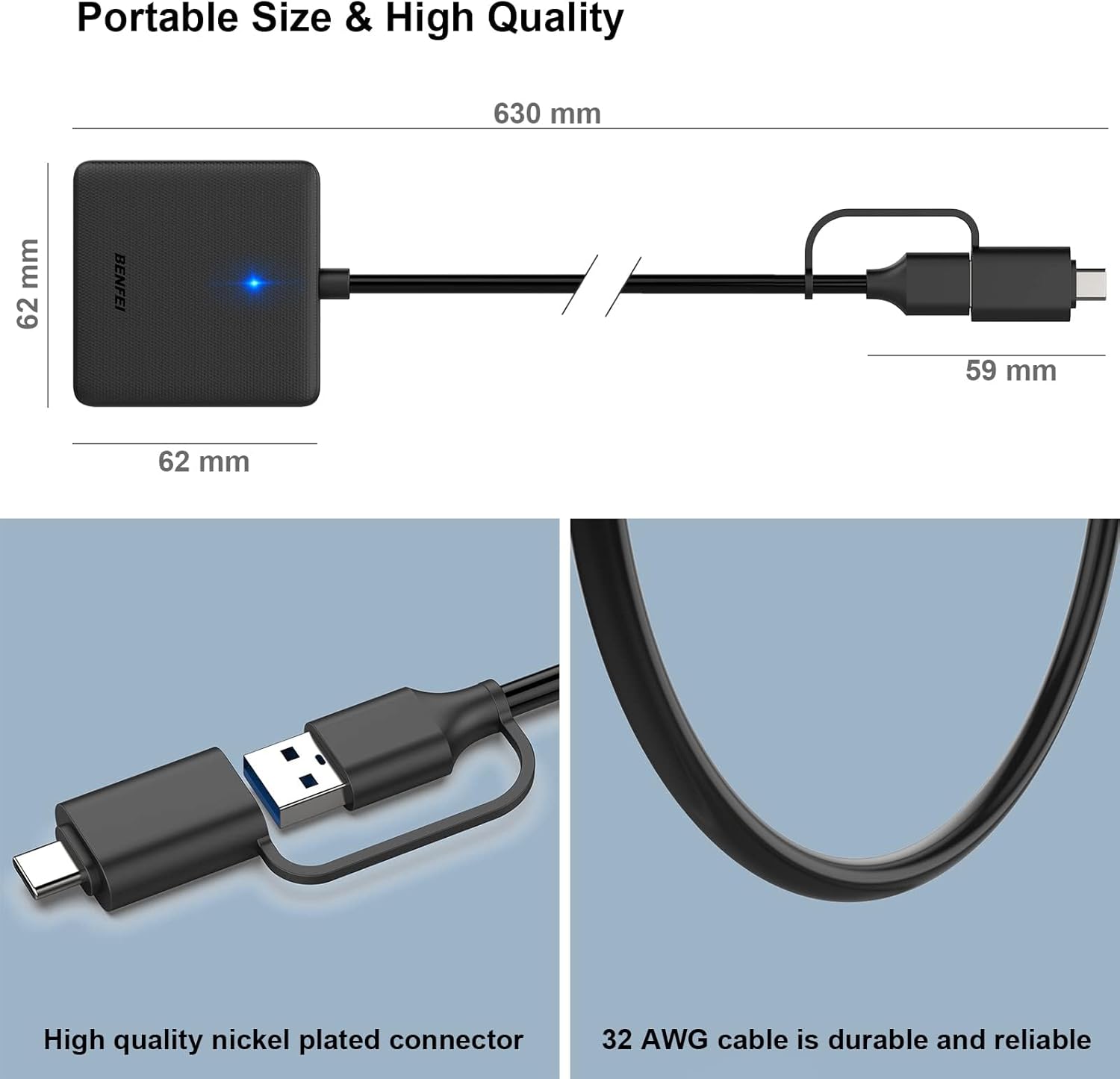 Thumbnail 6 de BENFEI 4‑in‑1 Memory Card Reader USB‑C 4‑slot 🖱