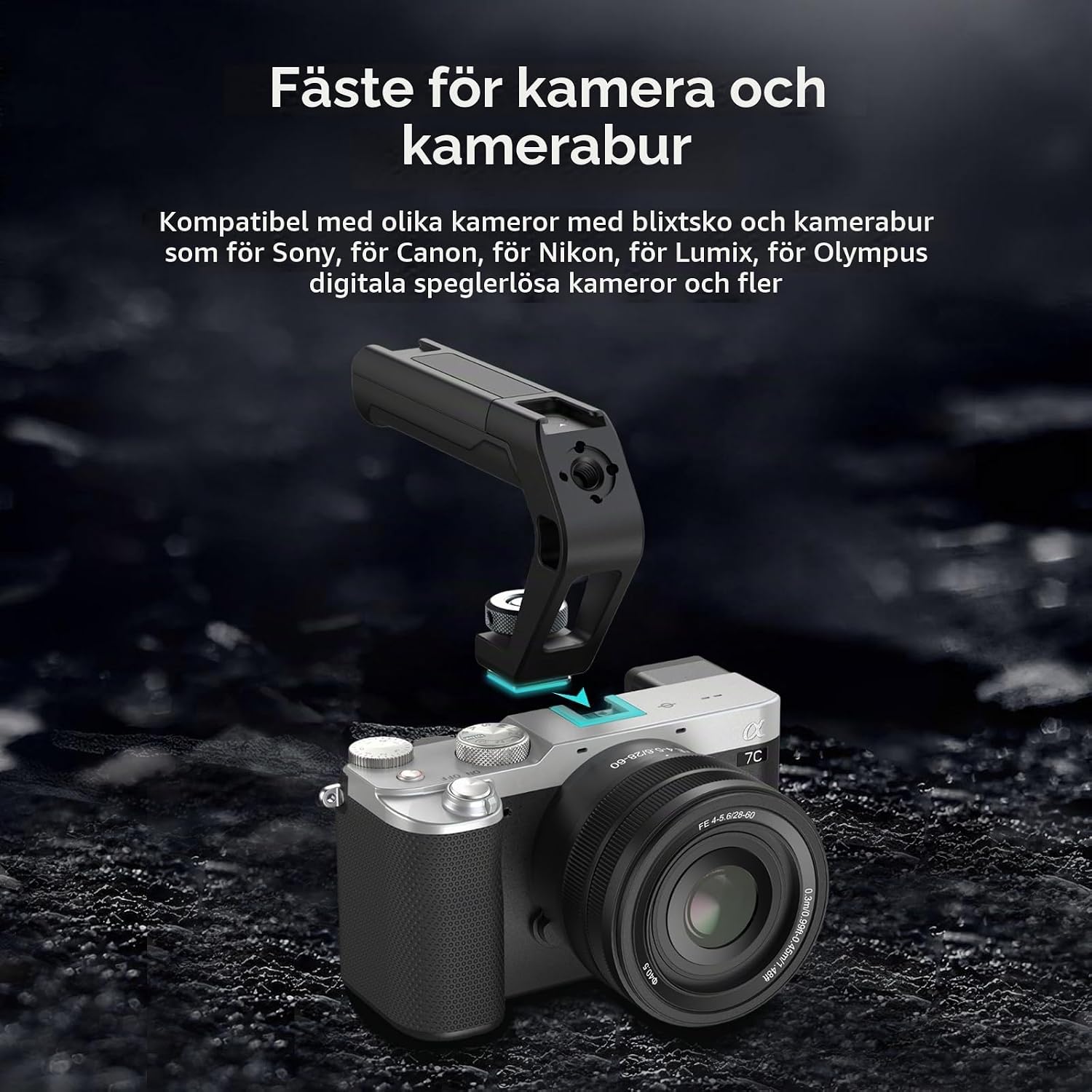 Detalle de SMALLRIG 5976 kamerahandtag med ARRI-hål och två cold shoe-fästen