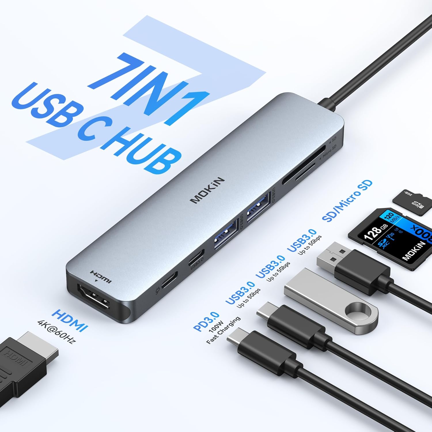 Thumbnail 1 de MOKiN 7‑in‑1 USB‑C Hub with 100W PD and HDMI