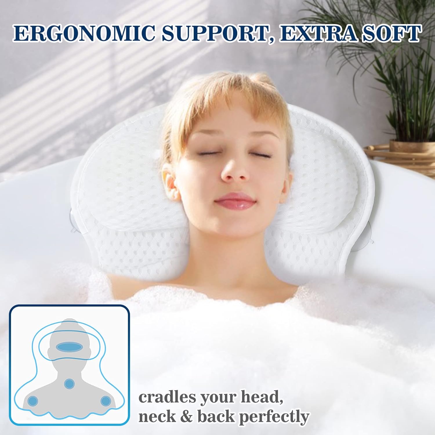 Detalle 2 de Bath Pillow Bathtub Pillow Neck and Back Support