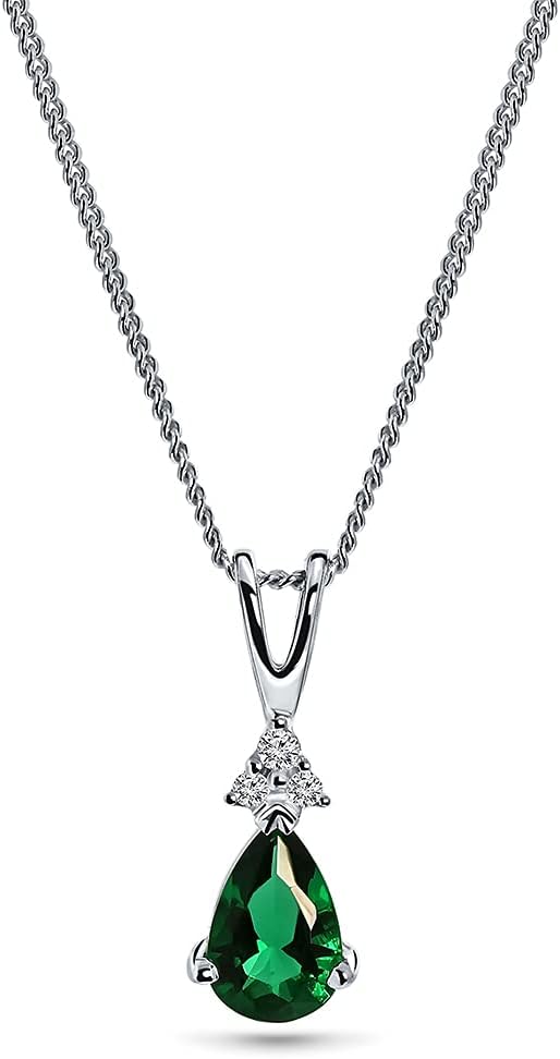 Thumbnail 5 de MIORE Collana Donna in Oro Bianco 9k 375 con Zaffiro Blu, Smeraldo e Diamanti – Catenina 45 cm