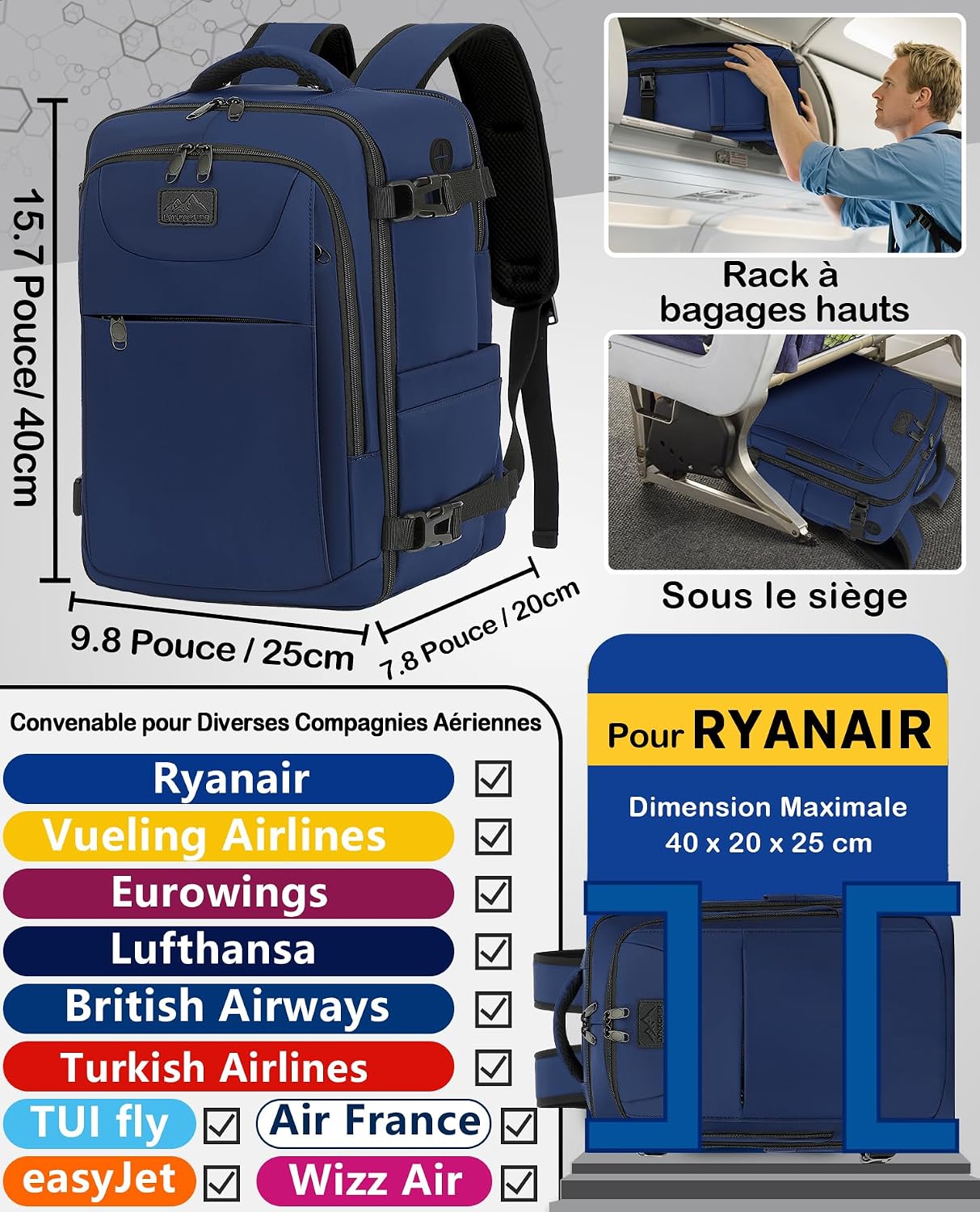 Detalle 2 de LYNXCHER Bagage Cabine 40x20x25