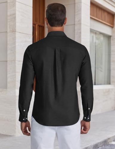 Thumbnail 2 de COOFANDY Chemise Homme Oxford à manches longues sans Repassage – coton décontracté infroissable, noir, 2XL
