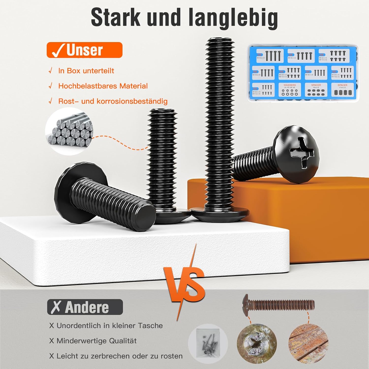 Detalle de ELIVED Universal VESA Schrauben Set für TV-Montage – Komplettes Hardware-Kit für die meisten TVs bis 80 Zoll