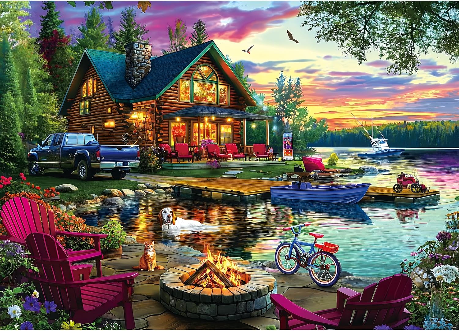 Detalle de 1000 Piece Lakeside Sunset Puzzle 🌅
