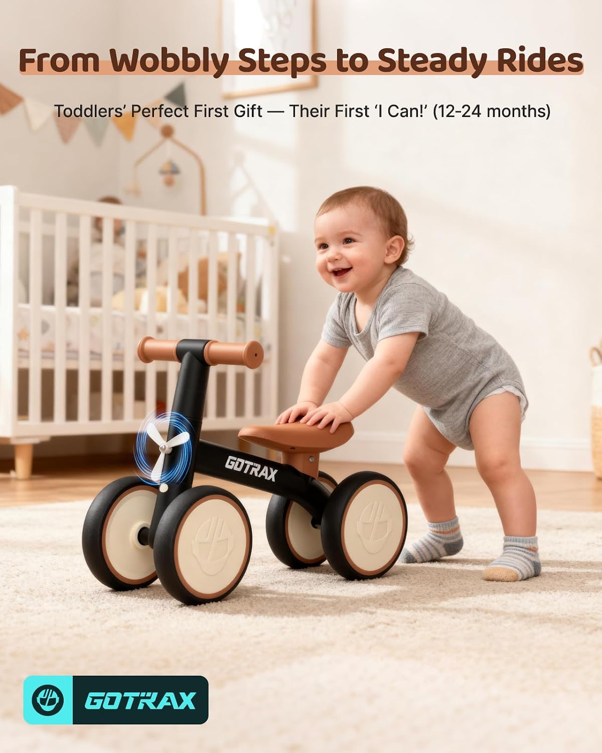 Thumbnail 6 de Gotrax Baby Balance Bike (1–2 Years) with 7" Silent Wheels, Soft Seat & Quick 2-Min Assembly (Black)