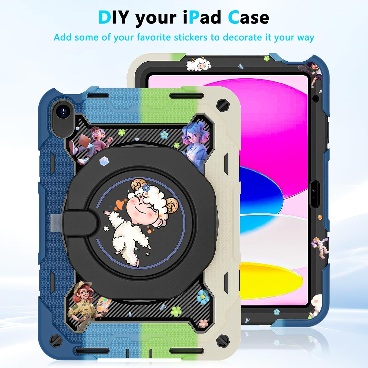 Thumbnail 5 de ROISKIN Case for iPad A16 11th/10th Gen (2025/2022) with HD Screen Protector – Navy Blue